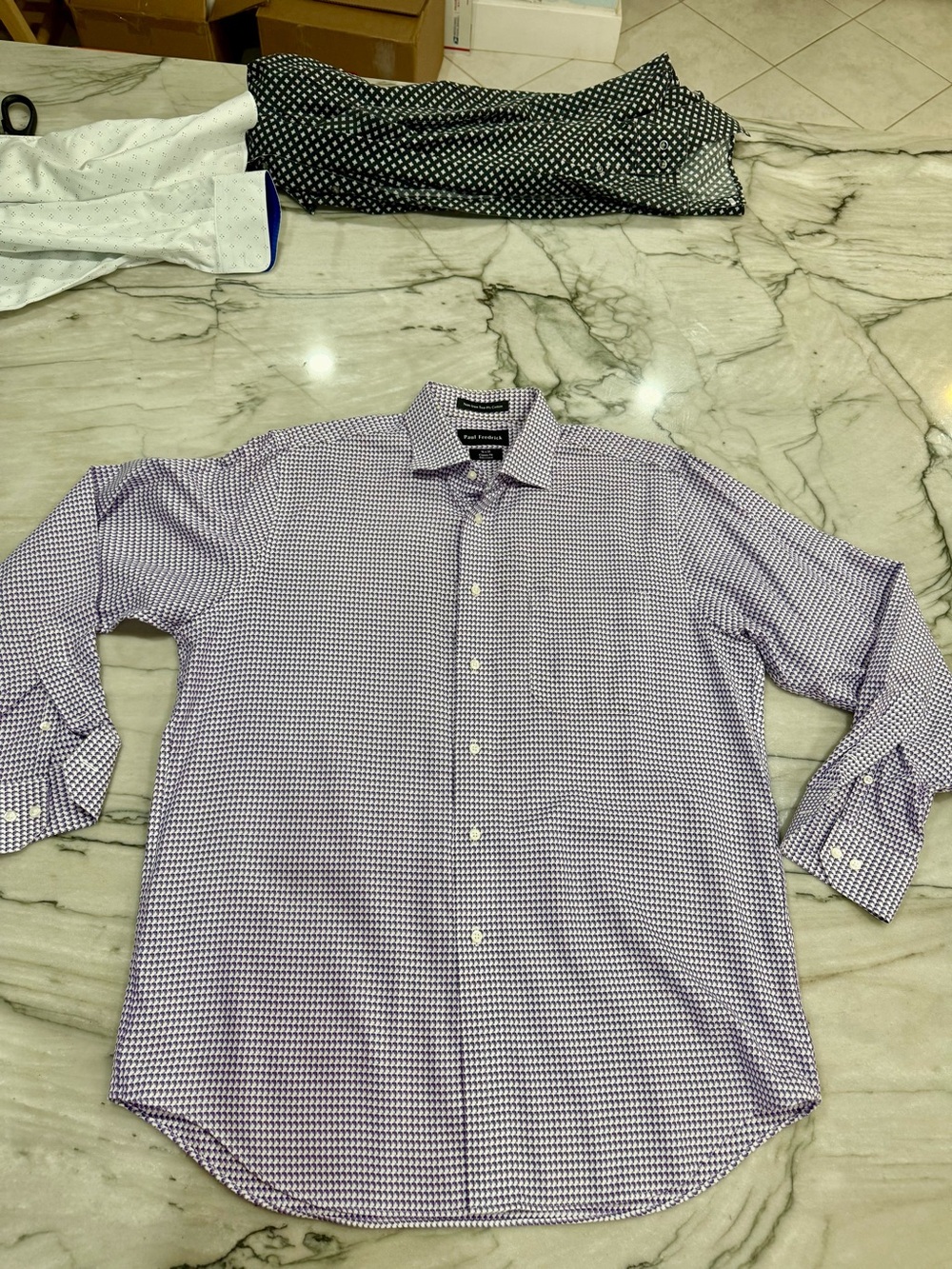Paul Fredrick Purple Micro-Pattern Men's Dress Shirt